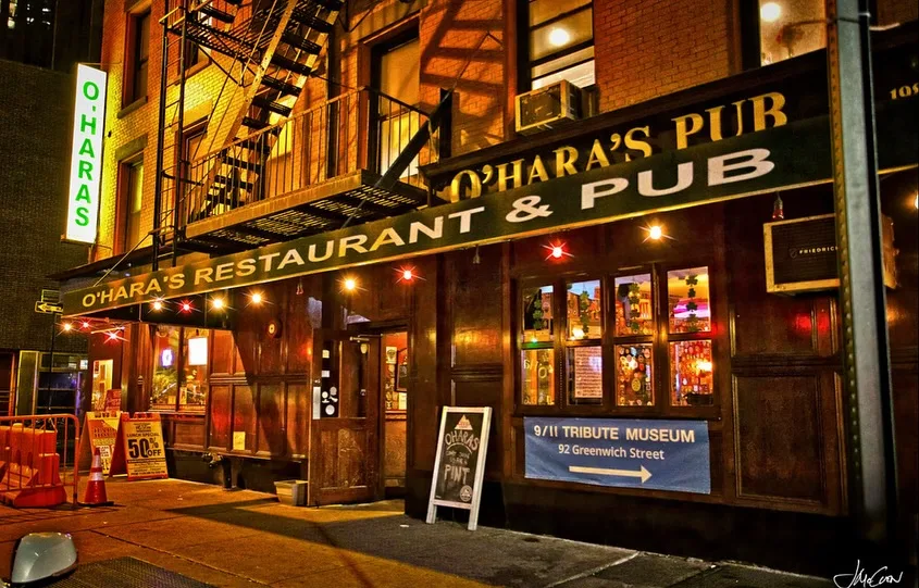 O'Hara's Pub exterior at night